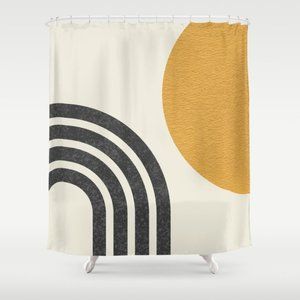 NWOT! Society6 Modern Sun & Rainbow Shower Curtain